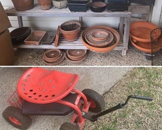 Garden cart, pots and planters
