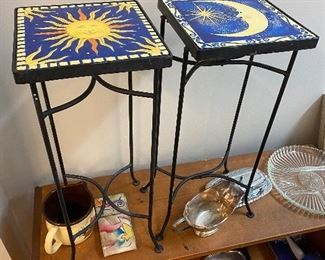 Sun and moon mini tables with iron legs