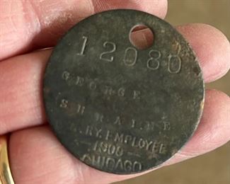 Metal railroad employee tag