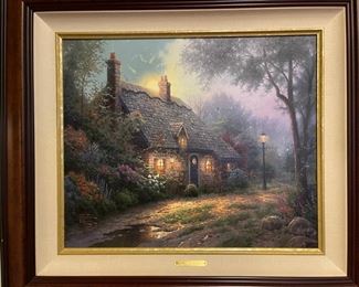 Thomas Kinkade Moonlite Cottage framed painting