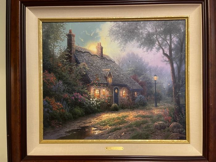Thomas Kinkade Moonlite Cottage framed painting
