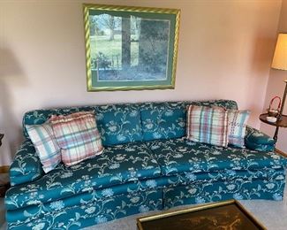 7 foot curved couch- upholstery in perfect condition