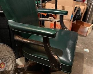 Vintage green leather mcm chair