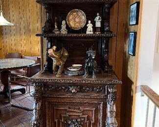 Antique hand carved hutch