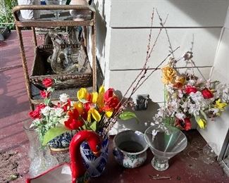 Vases and faux flowers