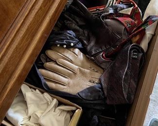 Vintage leather gloves, belts, handbags, purses