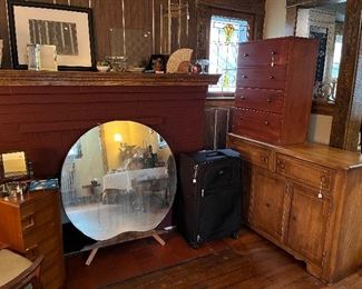 Leaner mirror
Large dresser
Small chest
Wheeled suitcase
Japanese fabric fan with fabric case