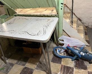 Vintage Royal vacuum with attachments 
Metal kitchen table $25