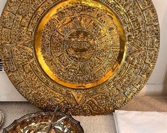 Large copper Aztec calendar 