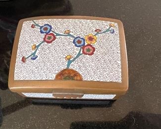 Enamel and brass trinket box