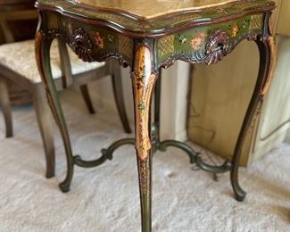 Hand painted ornate table w/marble top