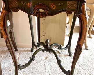 Hand painted ornate table w/marble top