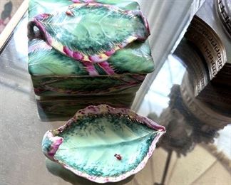 1 of 2 Chubu China trinket box w/leaf dish - Occupied Japan