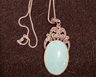  50%  OFF  Sterling, marcasite and turquoise necklace