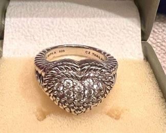 Judith Ripka Sterling heart ring w/box