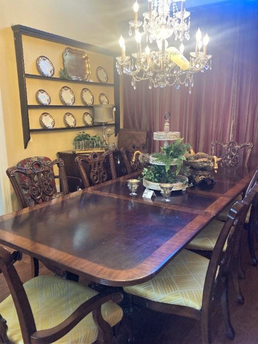 Lovely and large  .  .  . dining table with 8 chairs