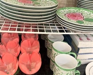 "Sincerely Yours" - dishes and coordinating glassware  by Gloria Vanderbilt 