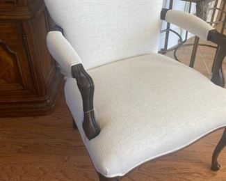 White upholstered arm chair