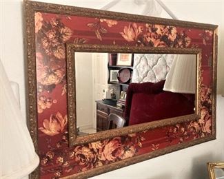 Red floral mirror