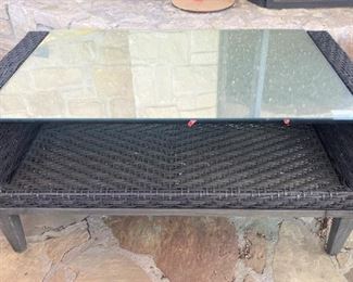 Mirrored top patio coffee table