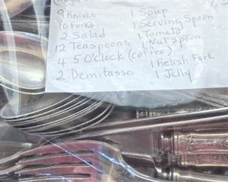 Set of sterling silver dinnerware