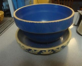 Blue crock mixing bowl