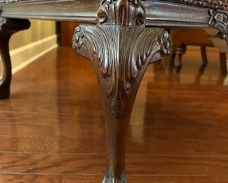 French Mahogany carved arm lounge chair                                             
38"H x 27.5"W x 26.25"D