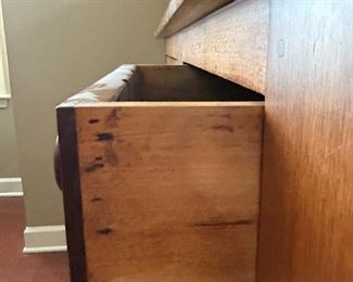 2-piece antique hutch                                                                                        
Top: 47" H x 44" W x 11.75"D                                            Bottom: 36.5" H x 46" W  x 19" D