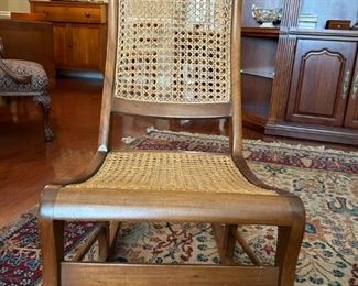 Bamboo cane rocking chair: 36"H x 17"W x 29"D