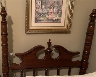 Vintage Davis Cherry Spool Headboard.  Twin size. Set of 2 available