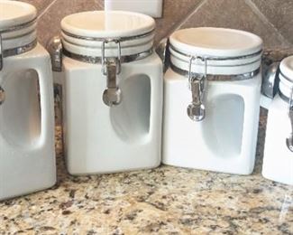 White porcelain jar canisters