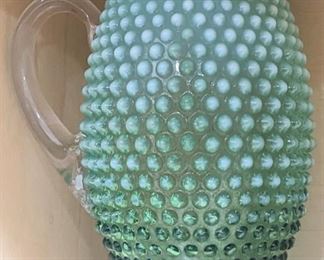 Green Opalescent Hobmail pitcher