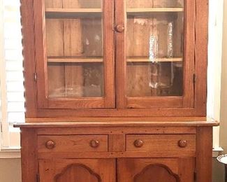 2-piece antique hutch                                                                                        
Top: 47" H x 44" W x 11.75"D                                            Bottom: 36.5" H x 46" W  x 19" D