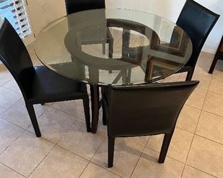 Crate and Barrel Dining set with leather chairs