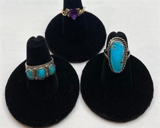 10k Gold Amethyst Ring • Turquoise Rings 
