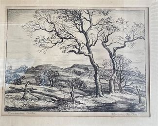 
Charles D. Rogers signed lithograph “November Hills” FRAME approx. 22”x19” ACTUAL ABOUT 11.5”x8.5” Berger Sandzen influence 