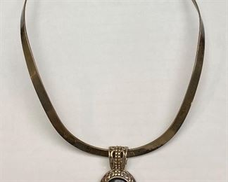 Sterling & Onyx Choker Necklace • Opening Approximately 5” across & up & down 