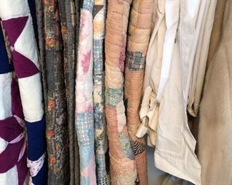 Vintage quilts, one has the feedsack print on back