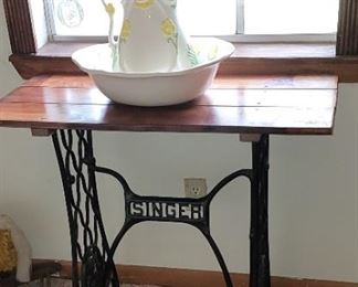 Antique Singer Sewing Machine Base with Custom Top