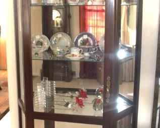Curio display cabinet.  37" W x 80" H x 11" D.