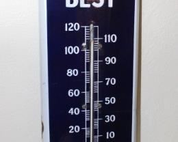 Antique 39" High  porcelain advertising thermometer.