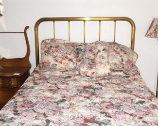 Antique full size brass bed, oak serpentine desk and more.  