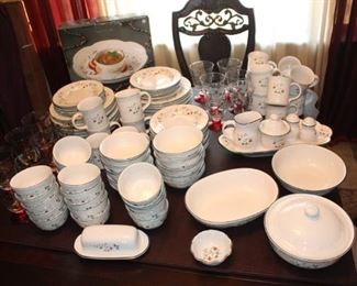 Pfaltzgraff Winterberry glassware and dishes.  