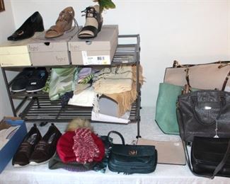 Like new size 8 shoes,  purses and winter apparel.
