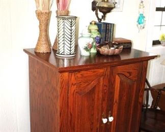 Small wardrobe/cabinet.  This piece would work well in a kitchen or child's room.  Great storage piece.                           34 1/2" W x 48" H x 23 1/2" W.