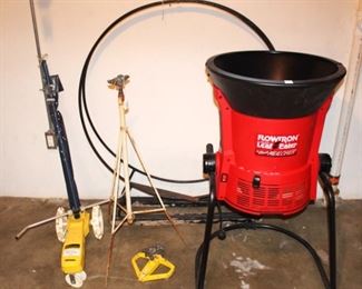 Flowtron Leaf Eater and sprinklers.