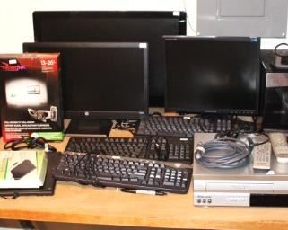 Lots of misc. electronics and small appliances.