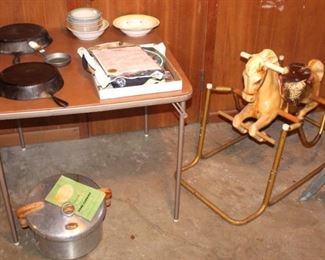 We have misc. kitchen items, some needlepoint supplies and children's vintage toys.