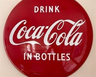 Vintage Coca-Cola advertising 36" enamel porcelain button