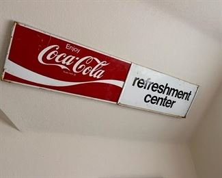 Rectangle Coca-Cola Refreshment Center metal sign
